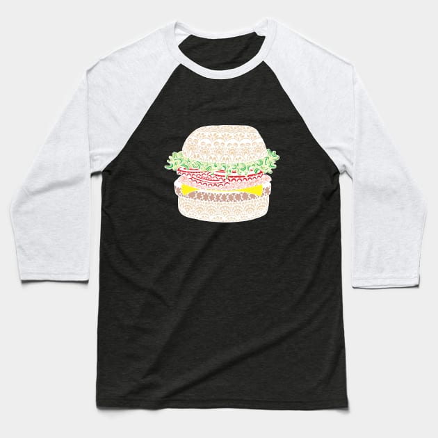 Zen Burger Baseball T-Shirt by HayleyLaurenDesign